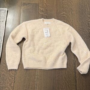 Zara Beige Sweater with Floral Embroidery